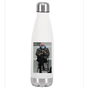 Sleepy Bernie Sanders Mittens Sitting Inauguration Stainless Steel Insulated Water Bottle