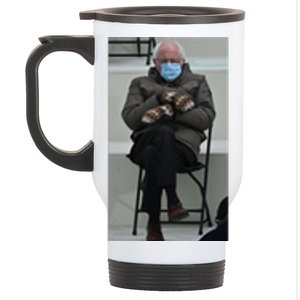 Sleepy Bernie Sanders Mittens Sitting Inauguration Stainless Steel Travel Mug