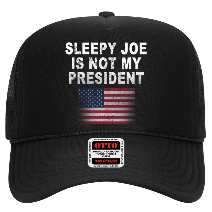 Sleepy Joe Is Not My President American Flag Trucker Hat