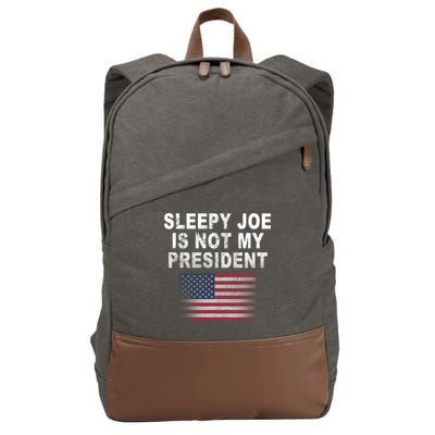 Sleepy Joe Is Not My President American Flag Cotton Canvas Backpack