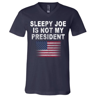 Sleepy Joe Is Not My President American Flag V-Neck T-Shirt