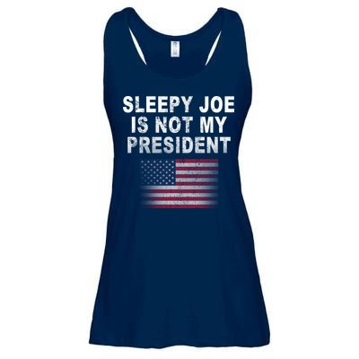 Sleepy Joe Is Not My President American Flag Ladies Essential Flowy Tank