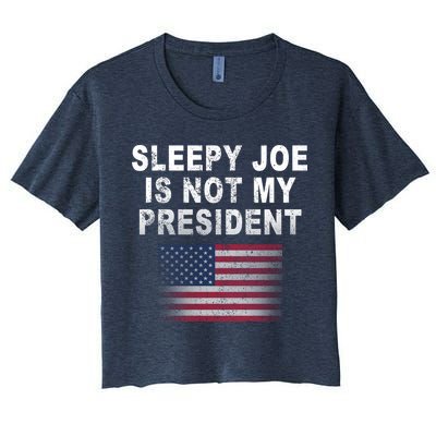 Sleepy Joe Is Not My President American Flag Crop Top