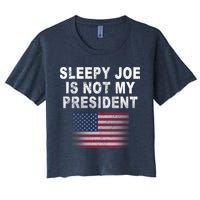 Sleepy Joe Is Not My President American Flag Crop Top
