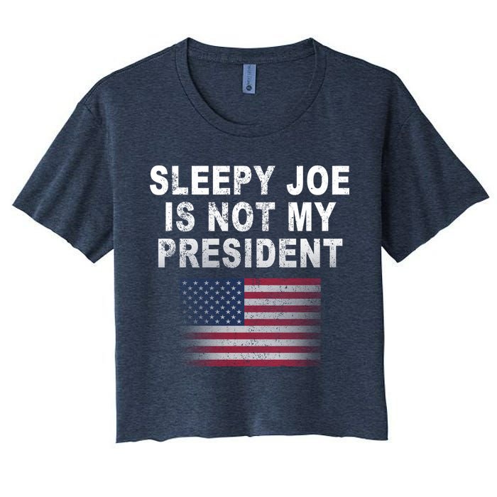 Sleepy Joe Is Not My President American Flag Crop Top