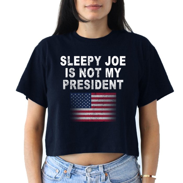 Sleepy Joe Is Not My President American Flag Crop Top