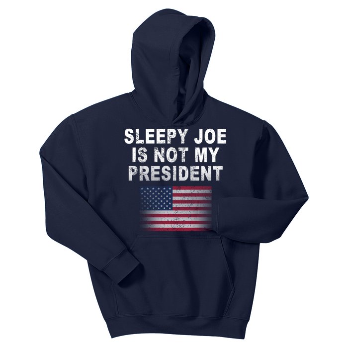 Sleepy Joe Is Not My President American Flag Kids Hoodie