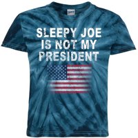 Sleepy Joe Is Not My President American Flag Kids Tie-Dye T-Shirt