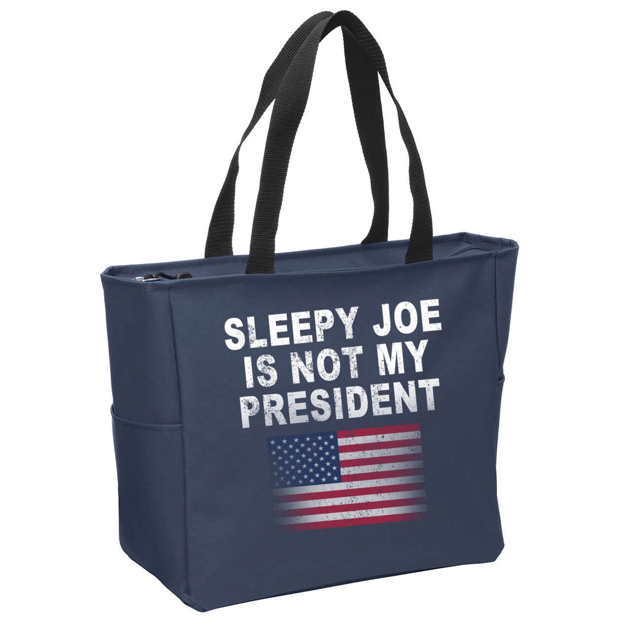 Sleepy Joe Is Not My President American Flag Zip Tote Bag