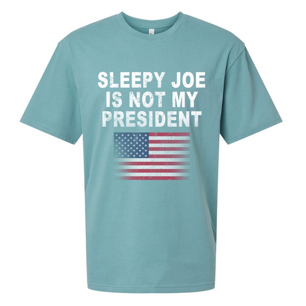 Sleepy Joe Is Not My President American Flag Sueded Cloud Jersey T-Shirt