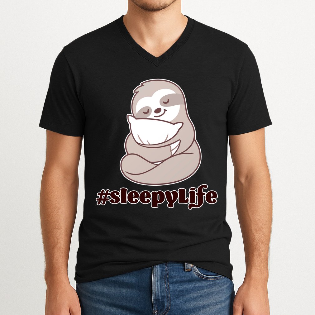 Sleepy Life Sloth V-Neck T-Shirt