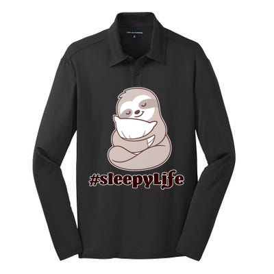 Sleepy Life Sloth Silk Touch Performance Long Sleeve Polo