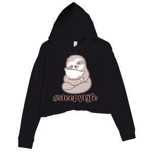 Sleepy Life Sloth Crop Fleece Hoodie