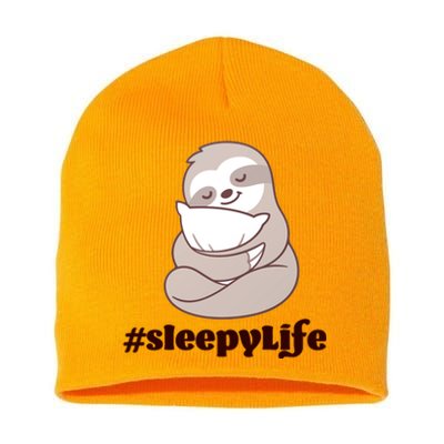 Sleepy Life Sloth Short Acrylic Beanie