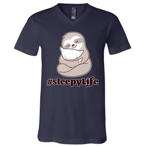 Sleepy Life Sloth V-Neck T-Shirt