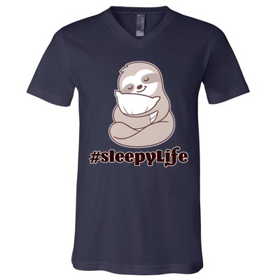 Sleepy Life Sloth V-Neck T-Shirt