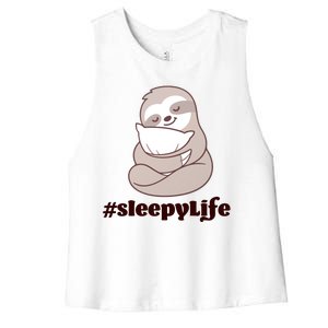 Sleepy Life Sloth Women's Racerback Cropped Tank