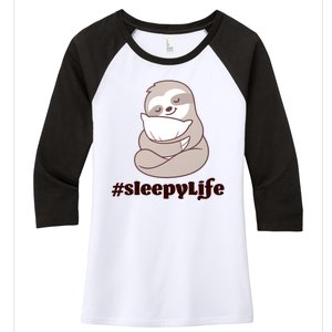 Sleepy Life Sloth Women's Tri-Blend 3/4-Sleeve Raglan Shirt