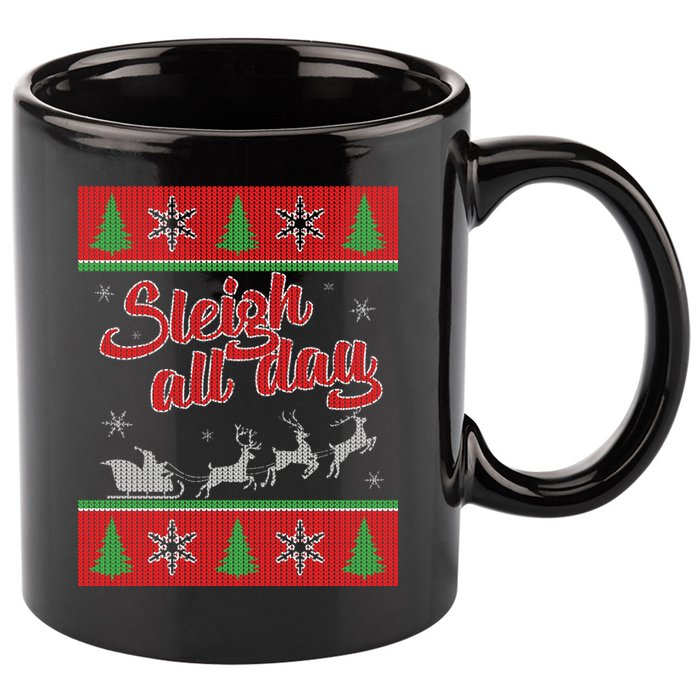 Sleigh All Day Ugly Christmas 11oz C Handle Ceramic Mug