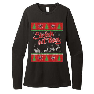 Sleigh All Day Ugly Christmas Womens CVC Long Sleeve Shirt