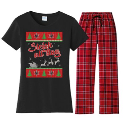 Sleigh All Day Ugly Christmas Women's Flannel Pajama Set