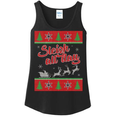 Sleigh All Day Ugly Christmas Ladies Essential Tank