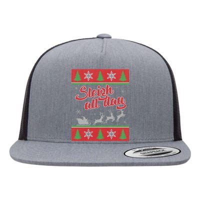 Sleigh All Day Ugly Christmas Flat Bill Trucker Hat