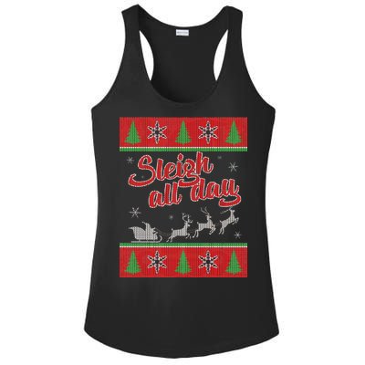 Sleigh All Day Ugly Christmas Ladies PosiCharge Competitor Racerback Tank