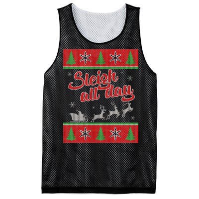 Sleigh All Day Ugly Christmas Mesh Reversible Basketball Jersey Tank