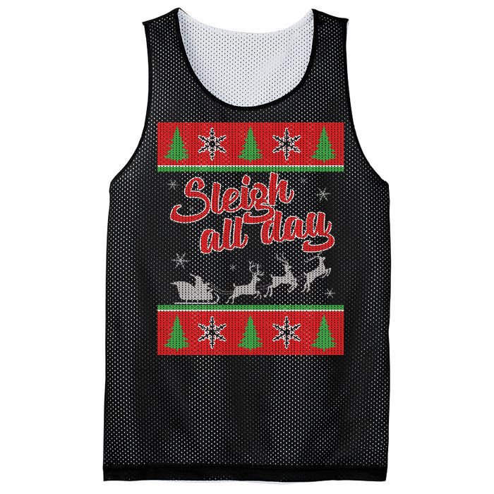 Sleigh All Day Ugly Christmas Mesh Reversible Basketball Jersey Tank