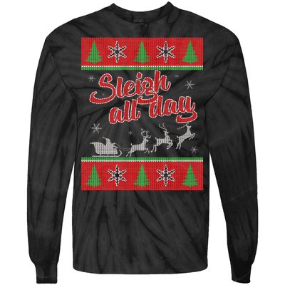 Sleigh All Day Ugly Christmas Tie-Dye Long Sleeve Shirt