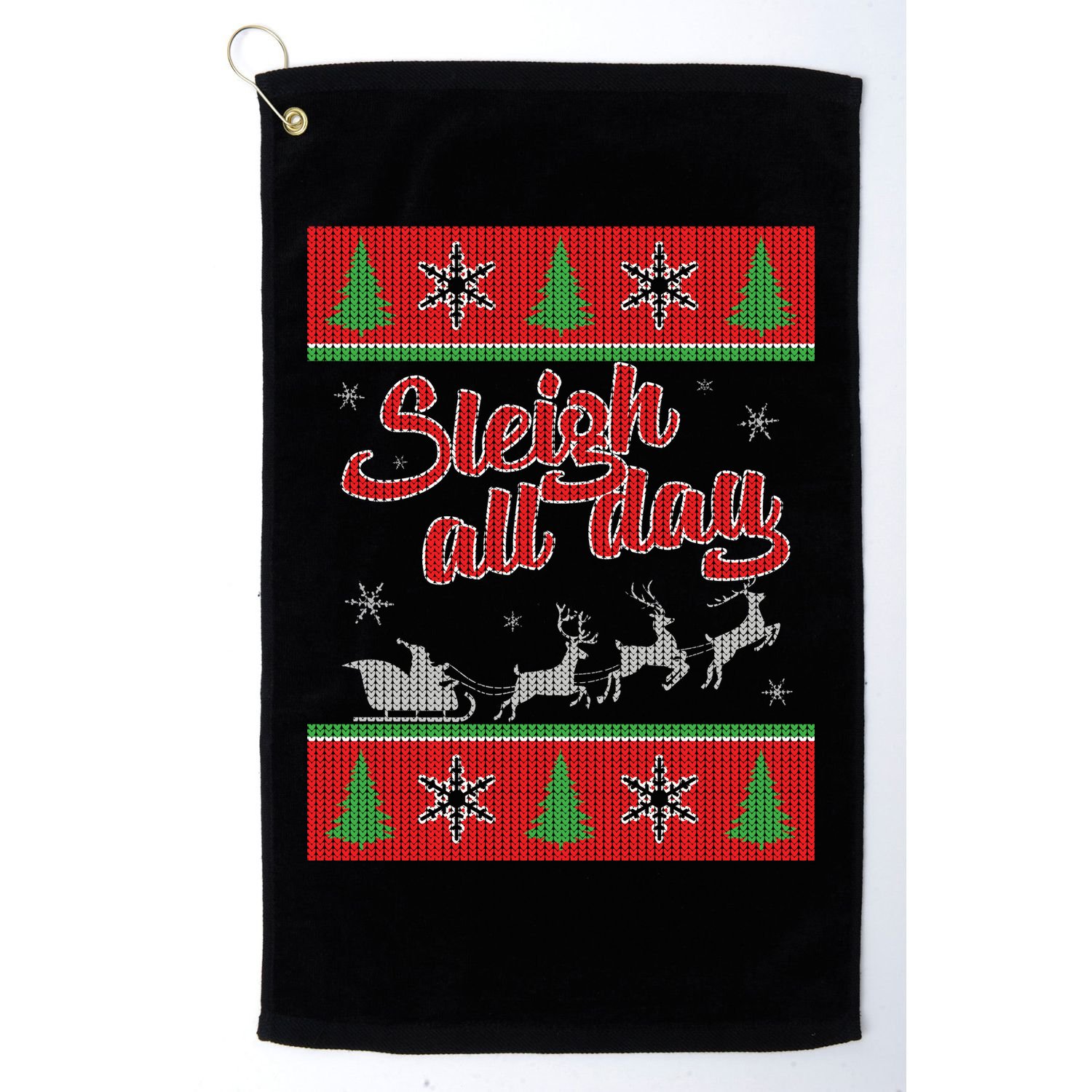 Sleigh All Day Ugly Christmas Golf Towel