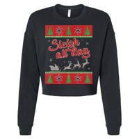 Sleigh All Day Ugly Christmas Cropped Pullover Crew