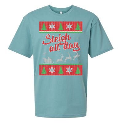 Sleigh All Day Ugly Christmas Sueded Cloud Jersey T-Shirt