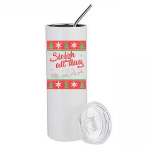 Sleigh All Day Ugly Christmas Stainless Steel Tumbler