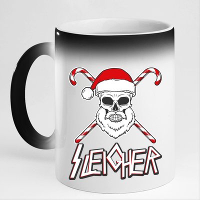 Sleigher Santa Candy Cane Skull 11oz Black Color Changing Mug