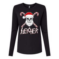 Sleigher Santa Candy Cane Skull Womens Cotton Relaxed Long Sleeve T-Shirt