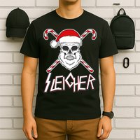 Sleigher Santa Candy Cane Skull T-Shirt