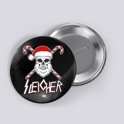 Sleigher Santa Candy Cane Skull Button