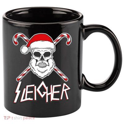 Sleigher Santa Candy Cane Skull 11oz C Handle Ceramic Mug