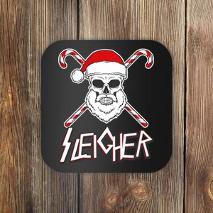 Sleigher Santa Candy Cane Skull Coaster