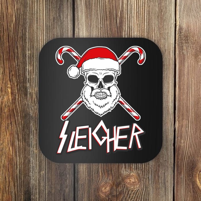 Sleigher Santa Candy Cane Skull Coaster