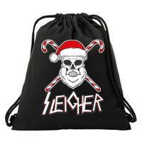 Sleigher Santa Candy Cane Skull Drawstring Bag