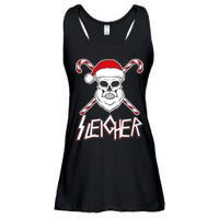 Sleigher Santa Candy Cane Skull Ladies Essential Flowy Tank