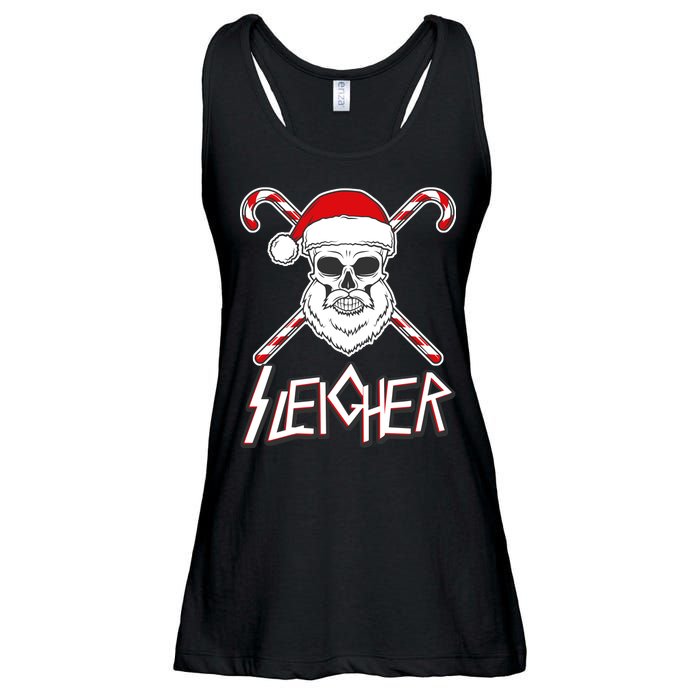 Sleigher Santa Candy Cane Skull Ladies Essential Flowy Tank