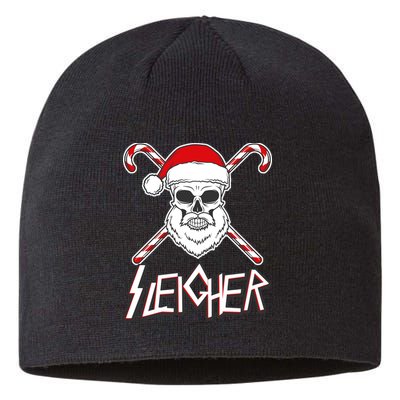 Sleigher Santa Candy Cane Skull Sustainable Beanie