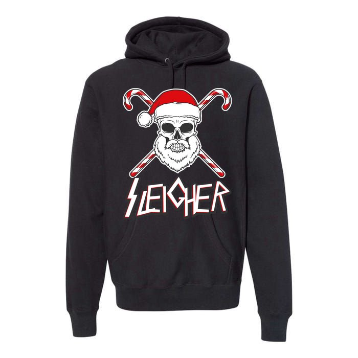 Sleigher Santa Candy Cane Skull Premium Hoodie