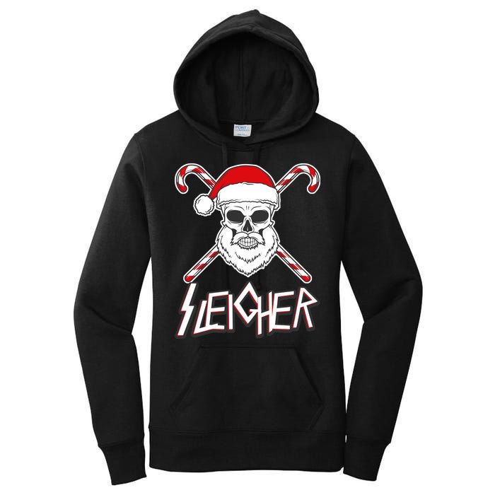 Sleigher Santa Candy Cane Skull Women's Pullover Hoodie