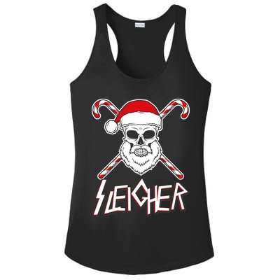 Sleigher Santa Candy Cane Skull Ladies PosiCharge Competitor Racerback Tank