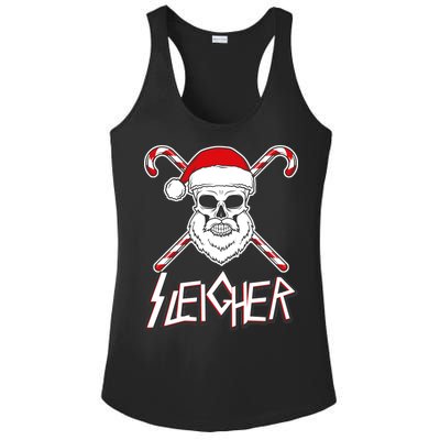 Sleigher Santa Candy Cane Skull Ladies PosiCharge Competitor Racerback Tank